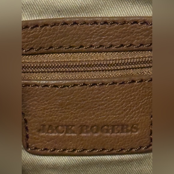 Jack Rogers Brown Woven Leather Tote Bag Braided Handles Medium Handbag - Picture 8 of 15